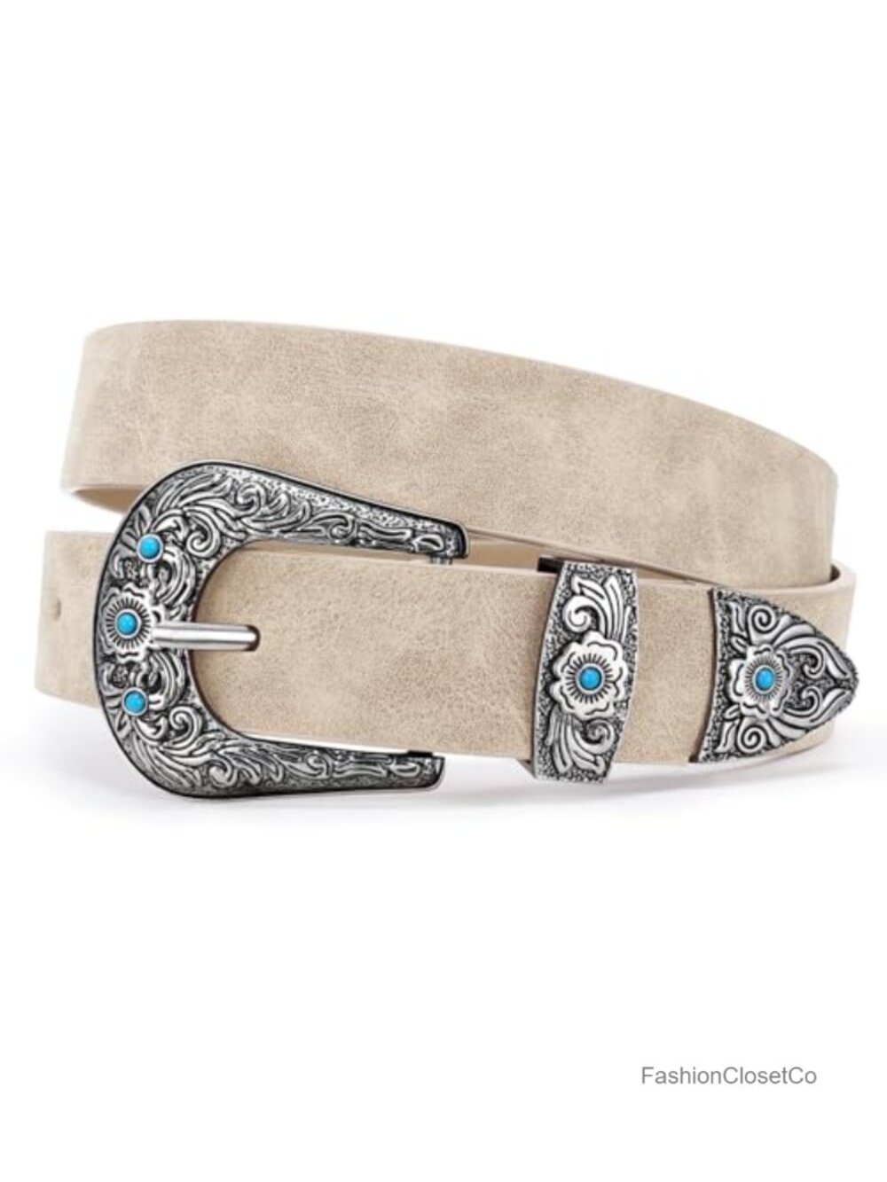 Western Suede Leather Belt for Women Cowgirl Dress Jeans with Vintage Buckle